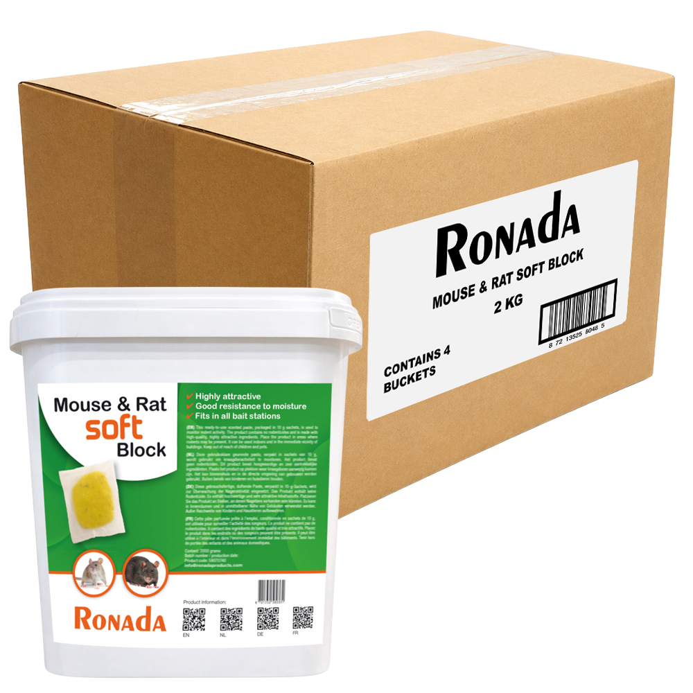 Ronada Muizen en Ratten Soft Block 2 kg - Doos 4 stuks